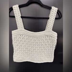 Vince Sage Green Crochet Crop Top